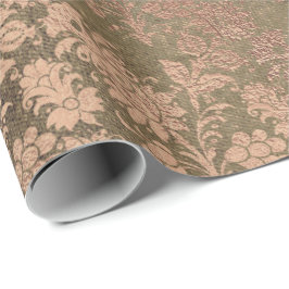 Papel De Presente Floral Dourado Rosa Real Foxier Blush Pó