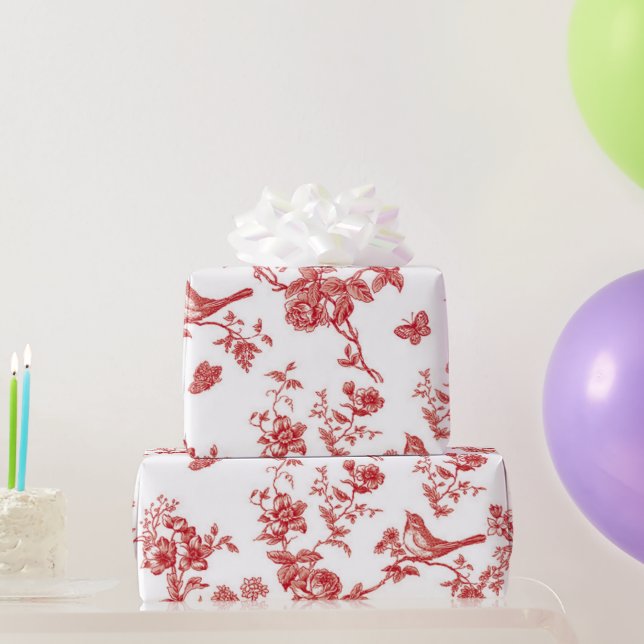 Papel De Presente Floral e Birds Toile (Presentes para festas)