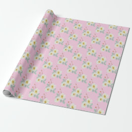 Papel De Presente Floral Elegante Aquarela Branca
