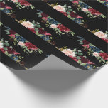 Papel De Presente Floral Elegante Bonito Aquarela Borgonha<br><div class="desc">Bonito elegante,  cor-de-água floral burgundy,  fundo negro de cor-de-água floral por muitas ocasiões. Tão bonito.</div>