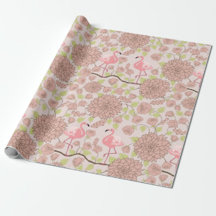 Papel De Presente Floral Flamingo