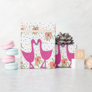 Papel De Presente Floral Flamingo Fiesta