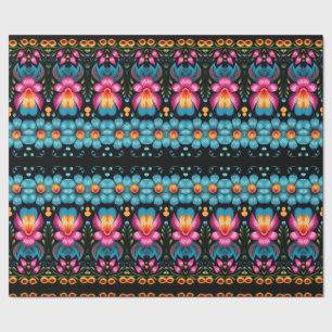 Papel De Presente Floral Folk Art Modern