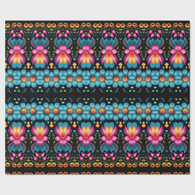 Papel De Presente Floral Folk Art Modern (Barra)