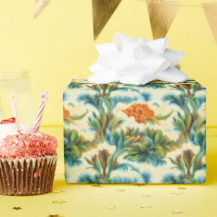 Papel De Presente Floral Fractal nas Nuvens