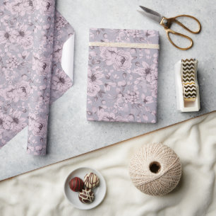 Papel De Presente Floral Lavanda Desbotada