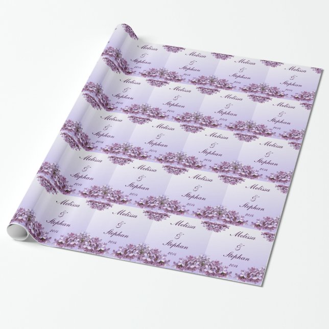 Papel De Presente Floral Lilac Flowers Papel De Invasão De Casamento (Desenrolado)
