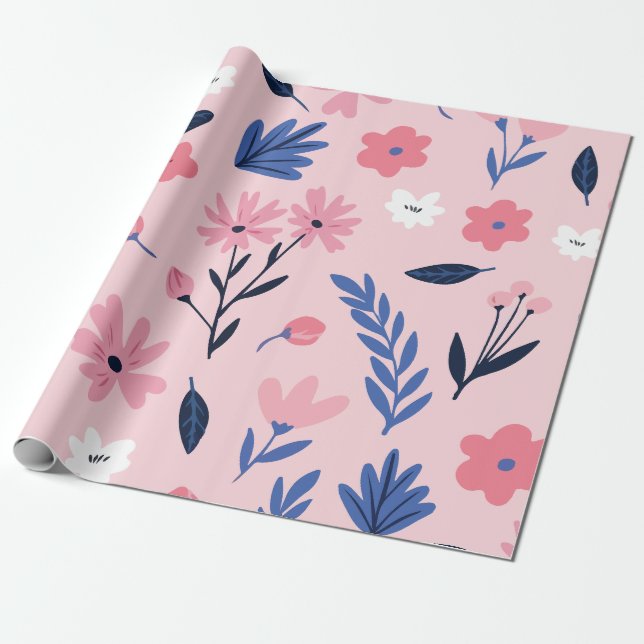 Papel De Presente Floral minimalista  (Desenrolado)