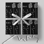 Papel De Presente Floral Mínimo Preto e Branco<br><div class="desc">Papel de enrolamento projetado para tornar seu talento personalizado e elegante. Este doce trabalho de arte floral é excelente para todas as ocasiões e permite uma fácil personalização das iniciais. Ame e mantenha a cor do plano de fundo como está ou escolha "editar usando a ferramenta design" e mude-a de...</div>