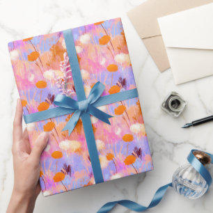Papel De Presente Floral Moderno Rosa Lavanda Pintado