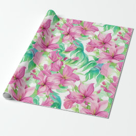 Papel De Presente Floral - Padrão Puakenikeni Flores