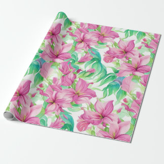 Papel De Presente Floral - Padrão Puakenikeni Flores