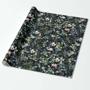 Papel De Presente Floral Panda Pattern