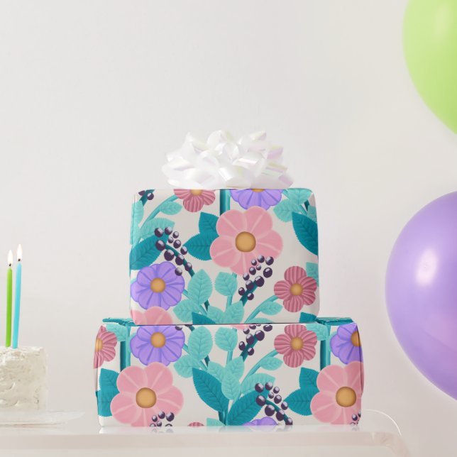 Papel de Presente Floral Pastel (Presentes para festas)