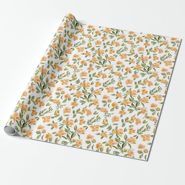 Papel De Presente Floral Pattern Honeysuckle Flowers (Desenrolado)