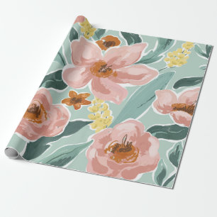 Papel De Presente Floral Pintura Vibrante da Primavera