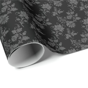 Papel De Presente Floral Preto Gótico