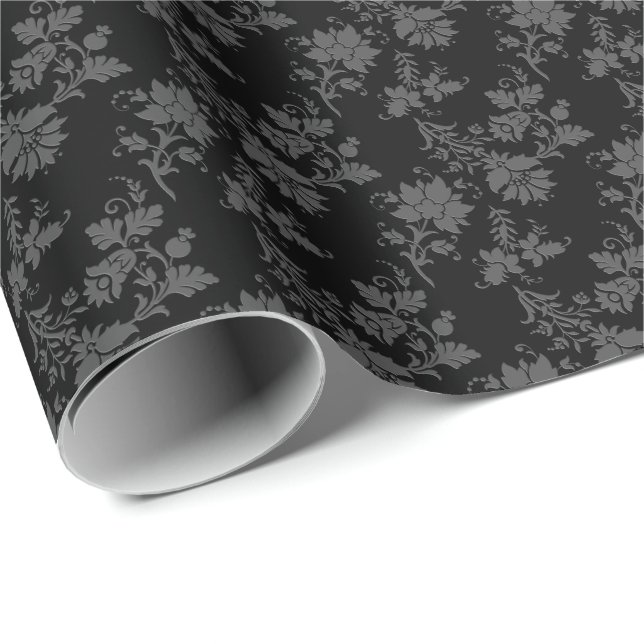 Papel De Presente Floral Preto Gótico  (Ponta do rolo)