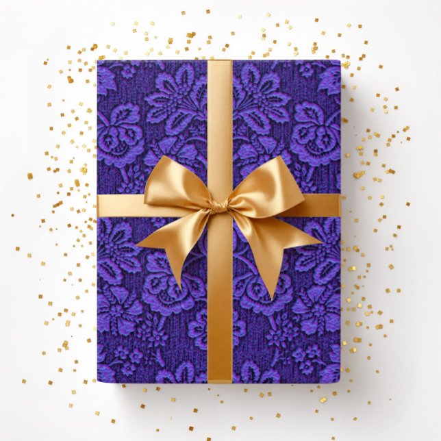 Papel De Presente Floral Purple Elegante (Elegant Vintage Purple Floral Wrapping Paper)