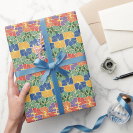 Papel De Presente Floral Retro