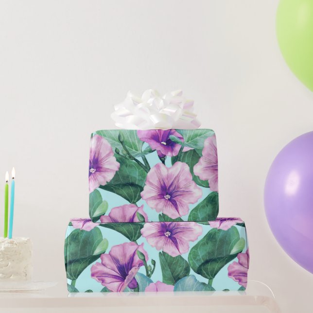 Papel De Presente Floral Retro Morning Glory  (Presentes para festas)