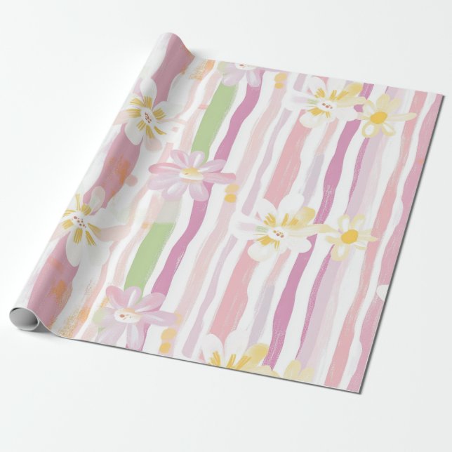 Papel De Presente Floral Retro Pastel (9) (Desenrolado)