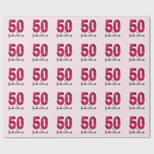 Papel De Presente Floral rosa 50 e Festa de aniversário 50 fabulosa