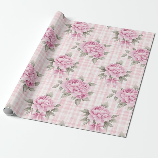 Papel De Presente Floral Rosa Coquette (Desenrolado)