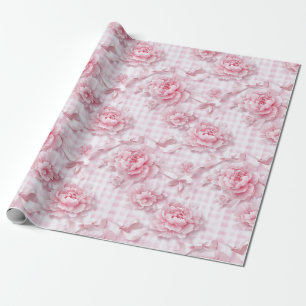 Papel De Presente Floral Rosa Coquette