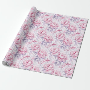 Papel De Presente Floral Rosa Coquette