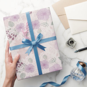 Papel de Presente Floral Rosa Elegante