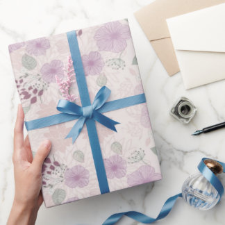 Papel de Presente Floral Rosa Elegante