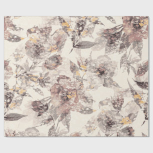 Papel de Presente Floral Rosa Empoeirado Vintage