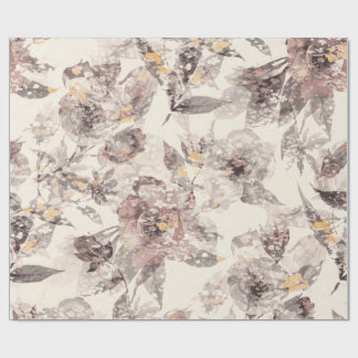 Papel de Presente Floral Rosa Empoeirado Vintage