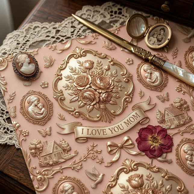 Papel de Presente Floral Rosa para o Dia das Mães (Criador carregado)