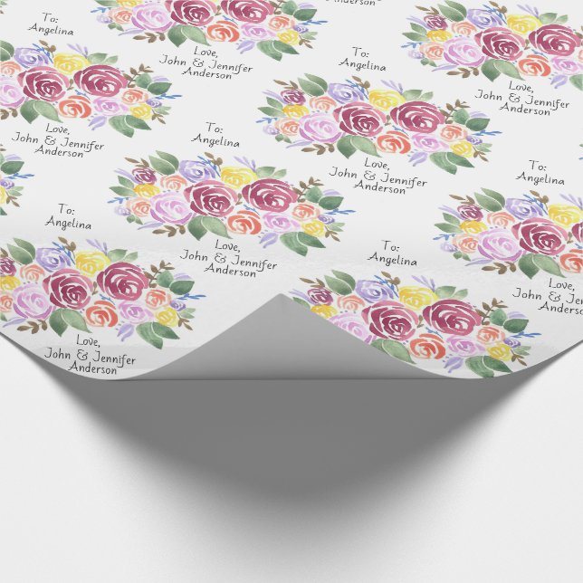 Papel De Presente Floral Rose Bouquet Personalizada de e para (Ponta)