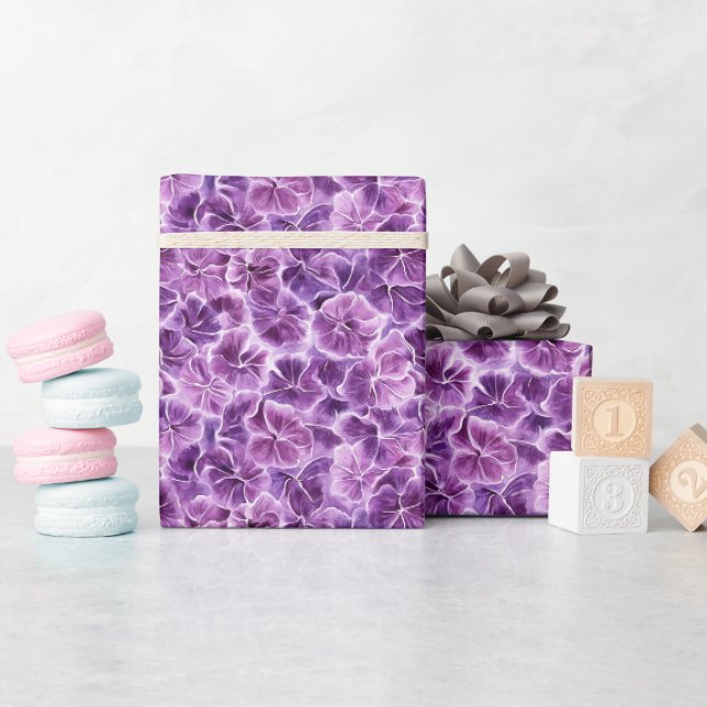 Papel De Presente Floral Roxo  (Chá de bebê)