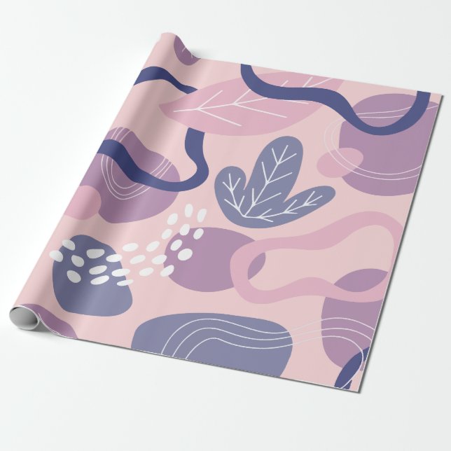 Papel De Presente Floral roxo minimalista (Desenrolado)