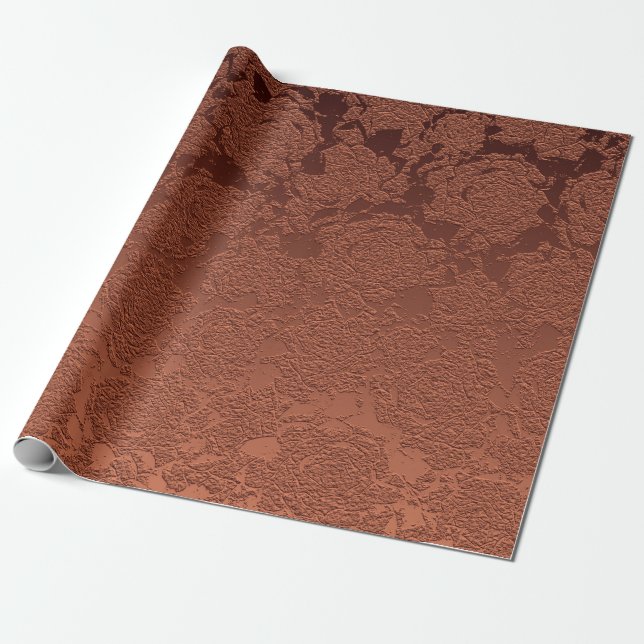 Papel De Presente Floral Rústico Elegante de Terracota de Outono (Desenrolado)
