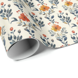 Papel de Presente Floral Rústico Folclórico, Flore