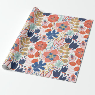 Papel De Presente Floral seamless pattern on white. Abstract backgro