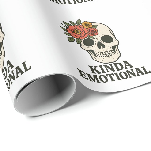 Papel De Presente Floral Skull Aesthetic with Soft Emotional Touch (Ponta do rolo)