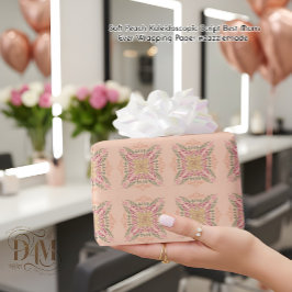 Papel De Presente Floral Soft peach kaleidoscopic Script Best Mom 