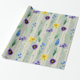 Papel De Presente Floral Stripes