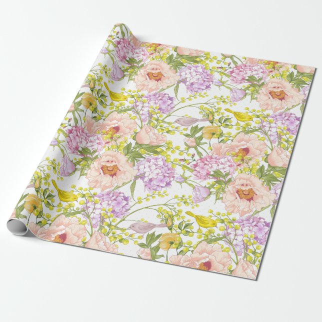 Papel De Presente Floral Suave (Desenrolado)