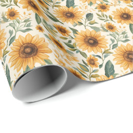 Papel De Presente Floral Sunflower Amarelo