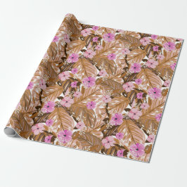 Papel De Presente Floral Tropical e Folhas