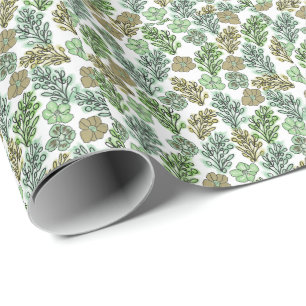 Papel De Presente Floral Valencia Green Beige