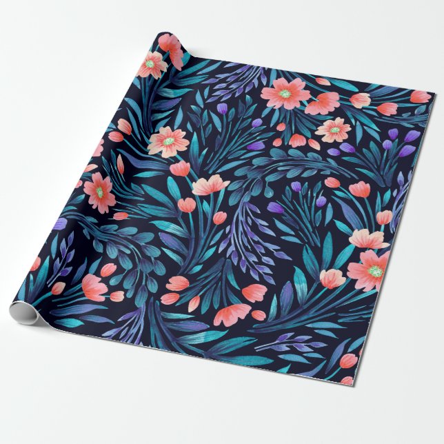 Papel De Presente Floral watercolor seamless pattern. (Desenrolado)