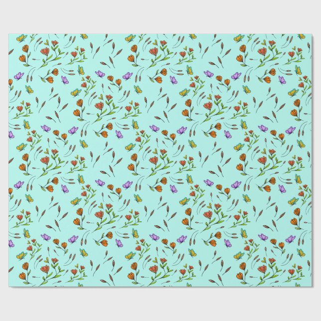 Papel De Presente Floral Whimsical Gift Wrapping Paper (Aberto)
